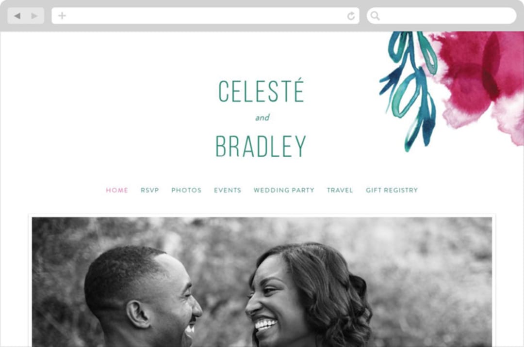 "Airy Blooms" - Wedding Website in Haute Hibiscus by Simona Camp - Desktop Design