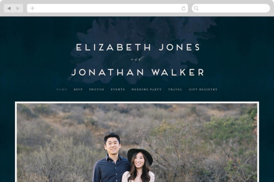 "Dash" - Wedding Website in Midnight by Grace Kreinbrink - Desktop Design
