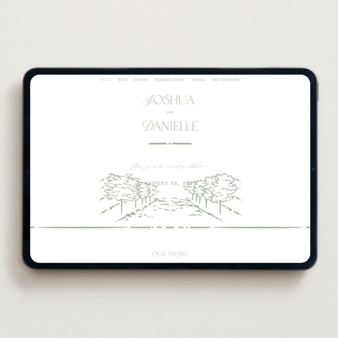 "Vineyard Vows" - Wedding Website in Mint by Pink House Press - Desktop Design