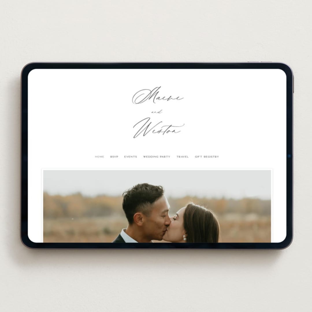 "Noted" - Wedding Website in Soft Black by Jenna Holcomb - Desktop Design