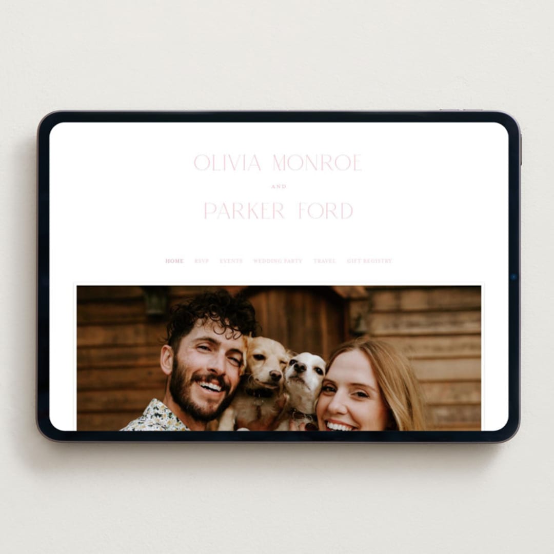 "Monroe" - Wedding Website in Classic Pink by Kristie Kern - Desktop Design