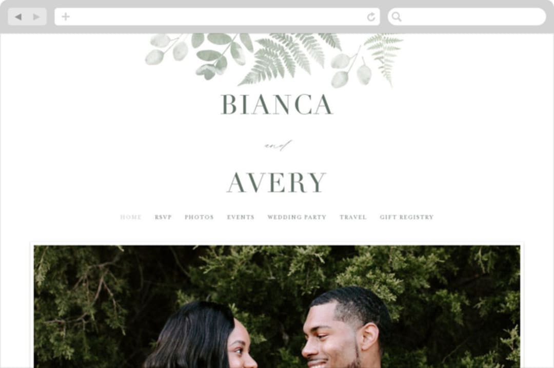 "Gilded Woodland" - Wedding Website in Fern by Kristie Kern - Desktop Design