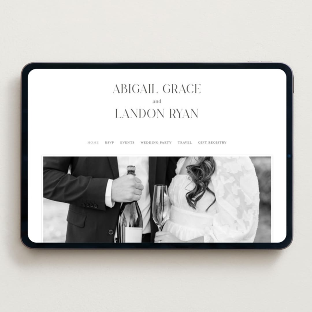 "Tallest" - Wedding Website in Soft Black by Pixel and Hank - Desktop Design