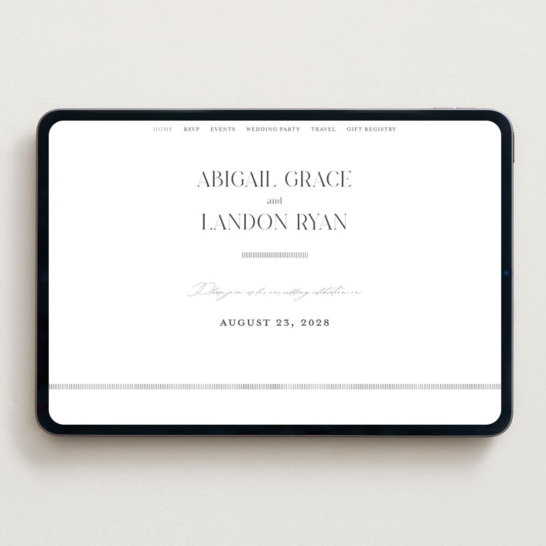 "Tallest" - Wedding Website in Soft Black by Pixel and Hank - Desktop Design