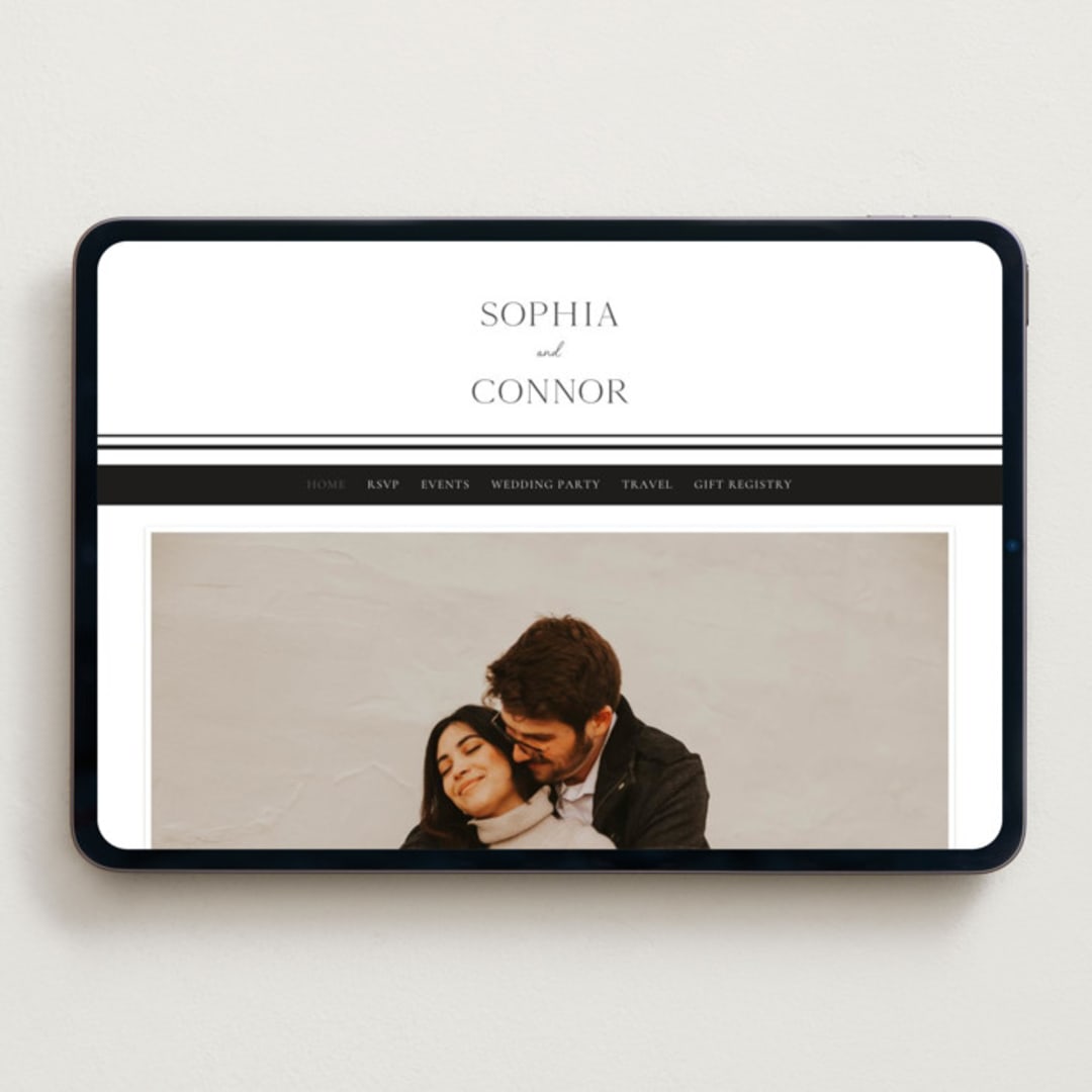 "Us" - Wedding Website in Soft Black by Nicole Walsh - Desktop Design