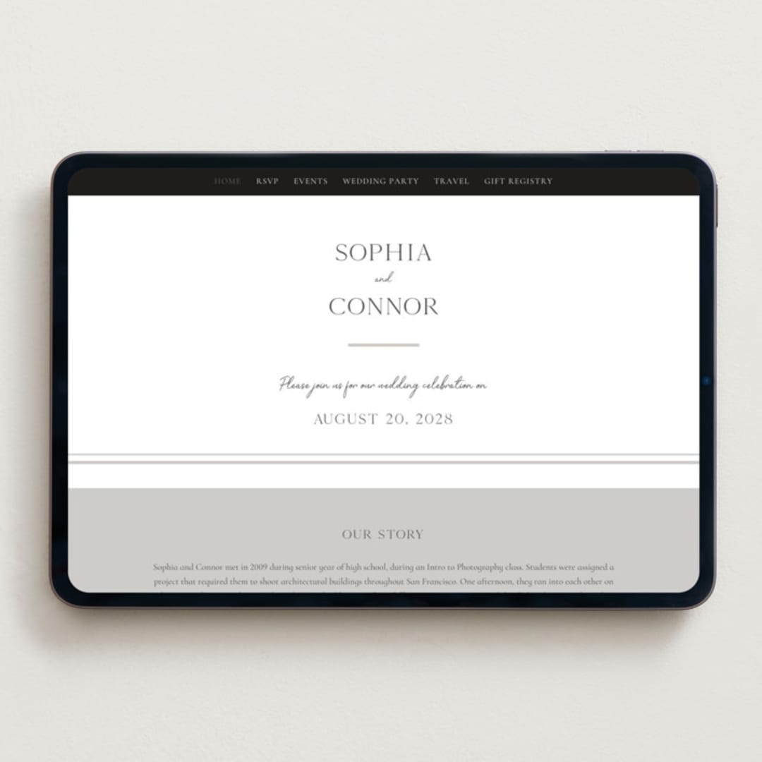 "Us" - Wedding Website in Soft Black by Nicole Walsh - Desktop Design