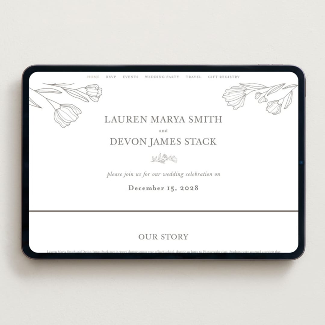 "Bouvardia" - Wedding Website in Graphite by Deynaaz Daraei - Desktop Design