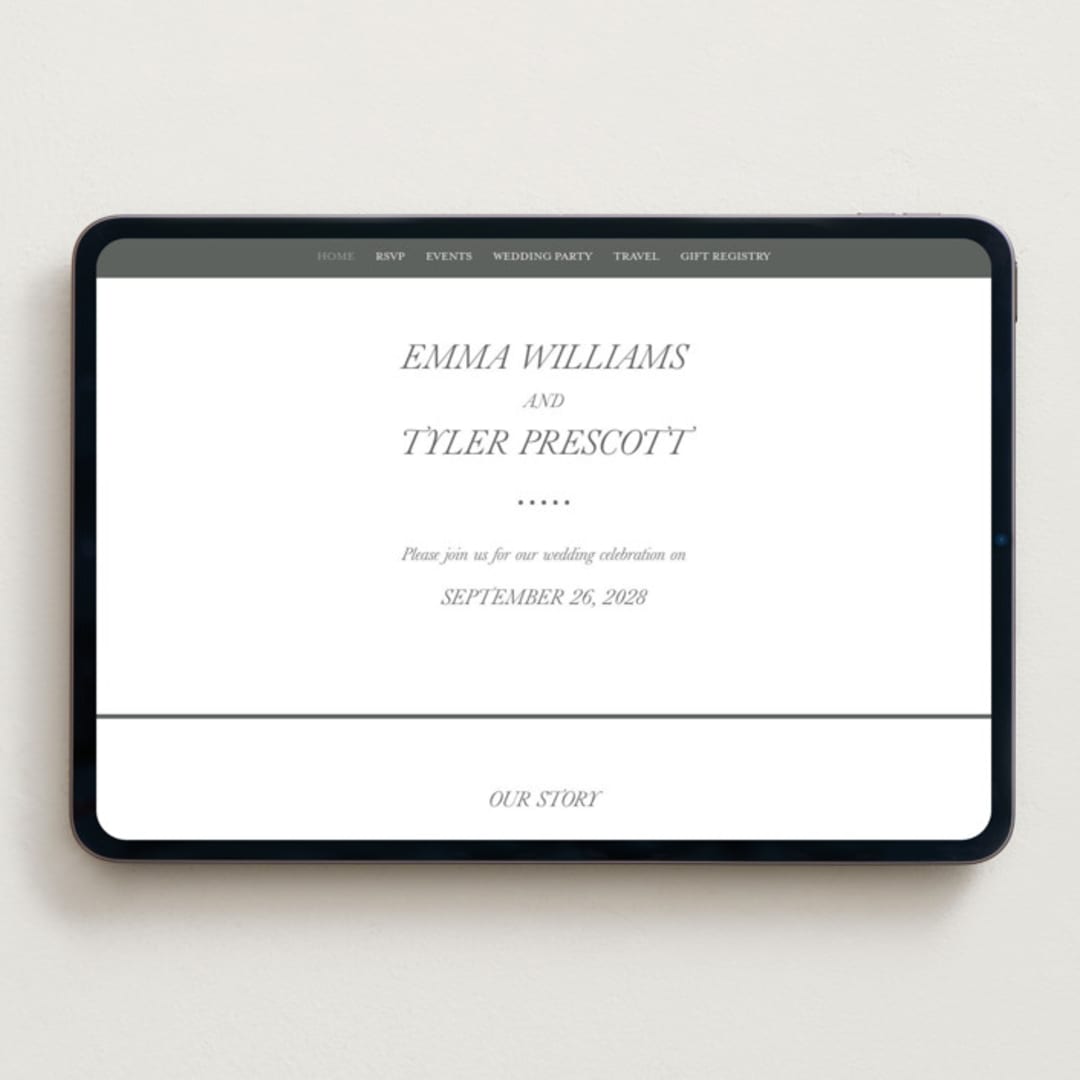 "Magnolia" - Wedding Website in Pewter by Eric Clegg - Desktop Design