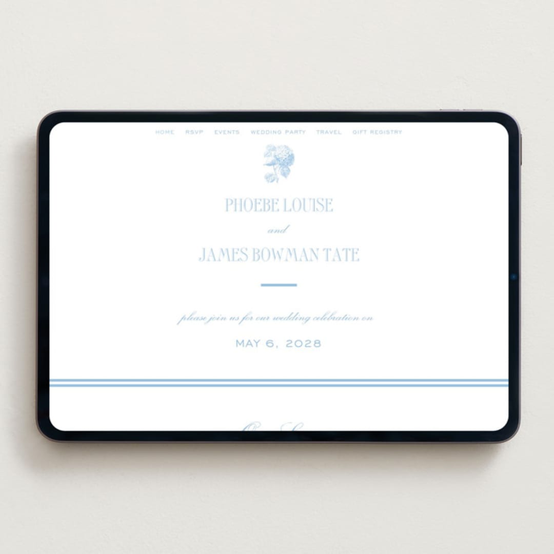 "Chesapeake" - Wedding Website in Sky Blue by Megan Davis - Desktop Design