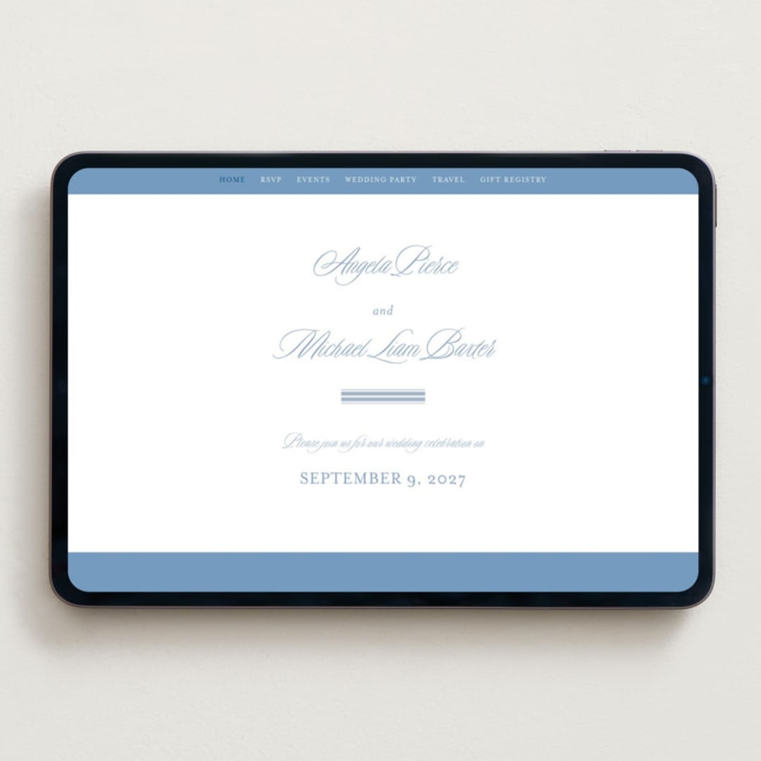 "Stately" - Wedding Website in Provincial Blue by Creo Study - Desktop Design