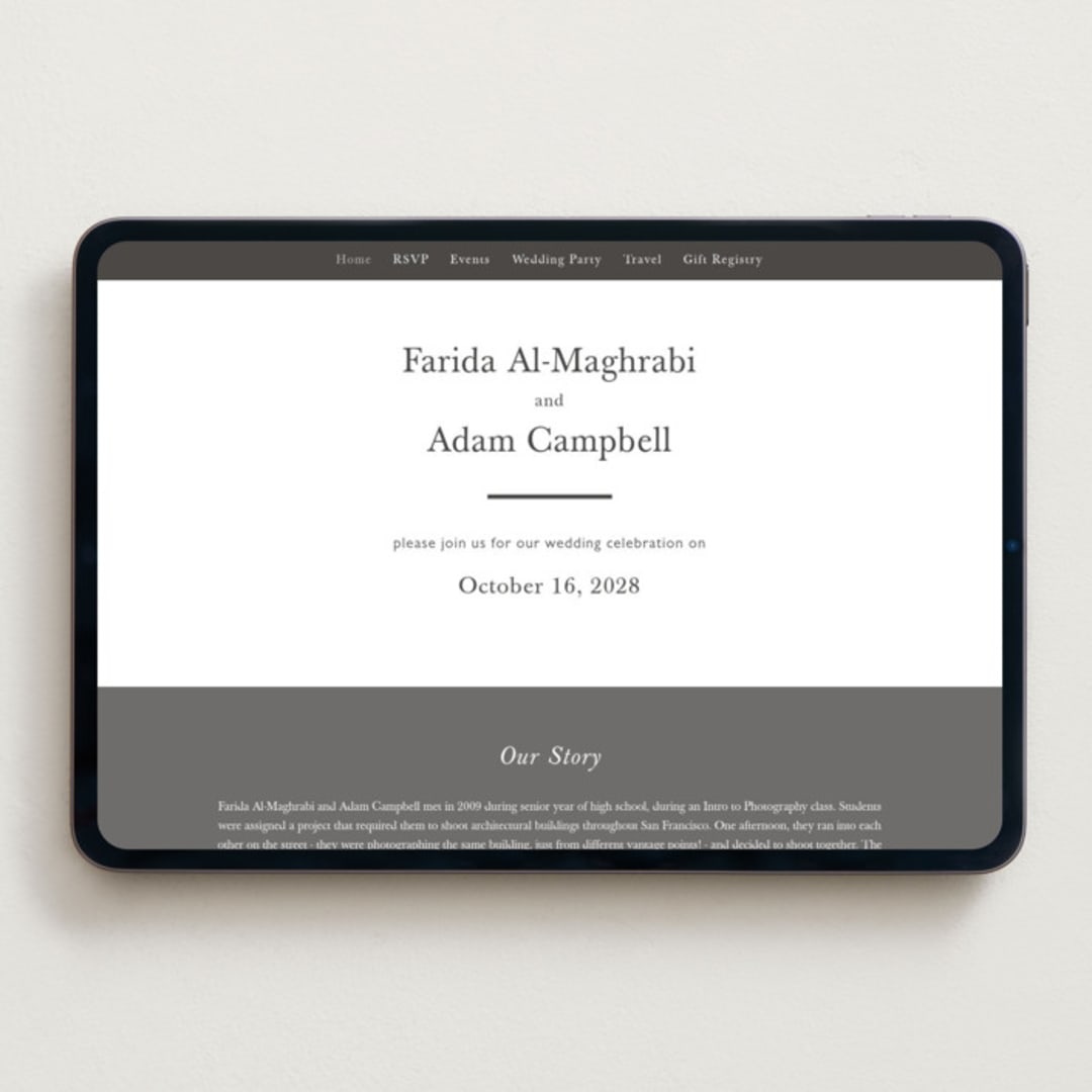 "Westin" - Wedding Website in Soft Black by Hudson meet Rose - Desktop Design