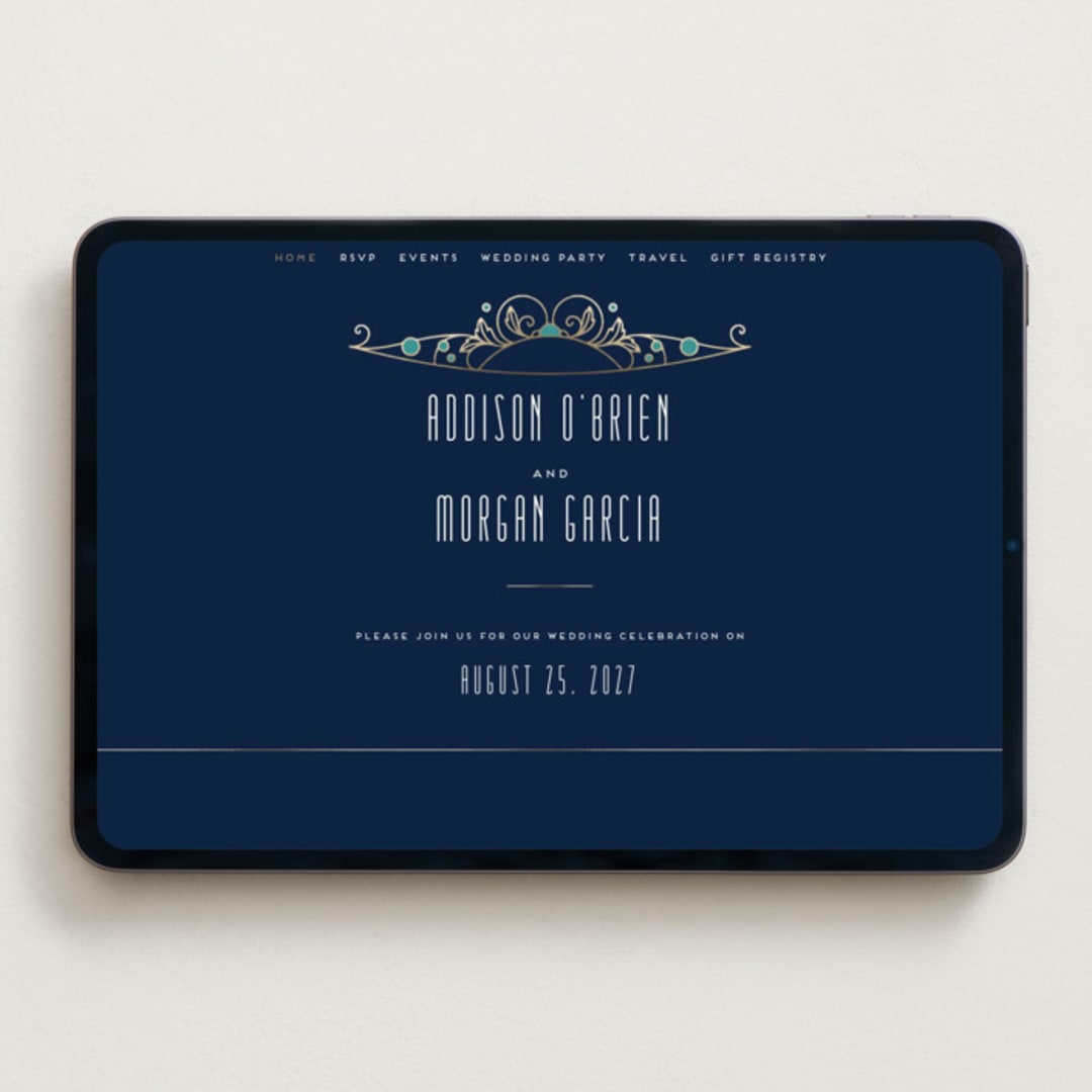 "Ornate Deco" - Wedding Website in Gold by GeekInk Design - Desktop Design
