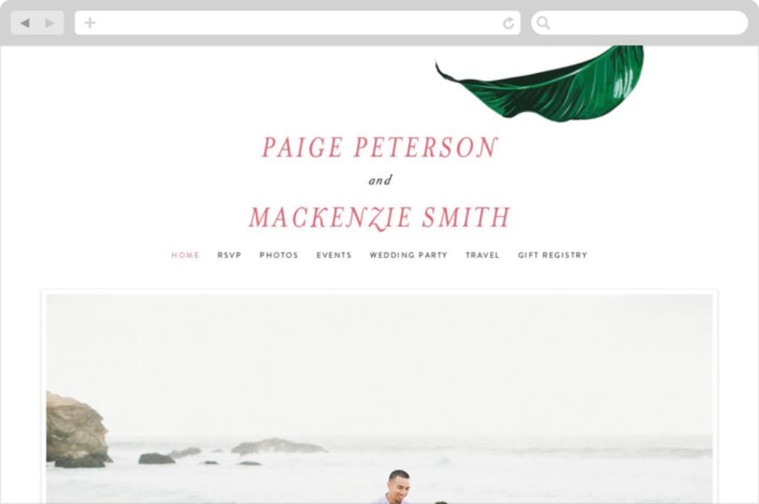 "Mod Palm" - Wedding Website in Pearl by Erin Hodges - Desktop Design