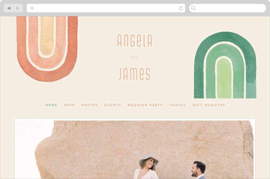 "Double Rainbow" - Wedding Website in Cactus by Pink House Press - Desktop Design