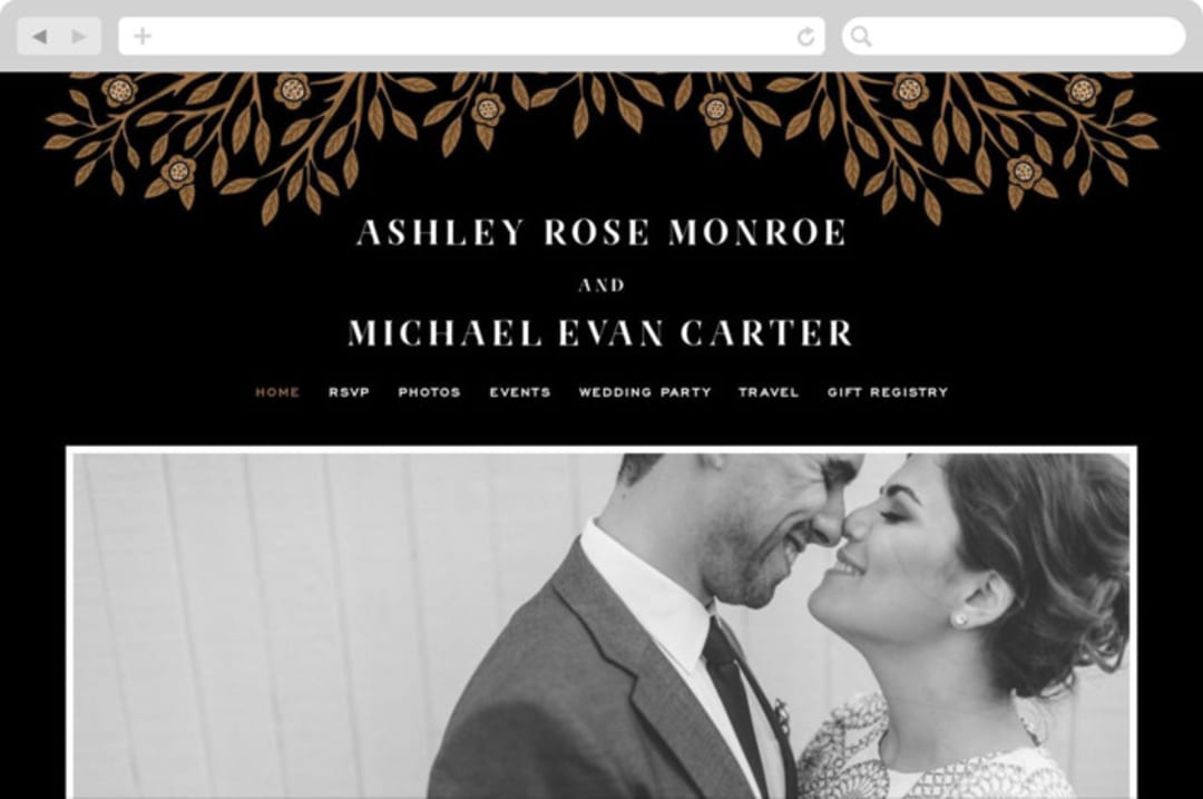 "Grand Natura" - Wedding Website in Noir by GeekInk Design - Desktop Design