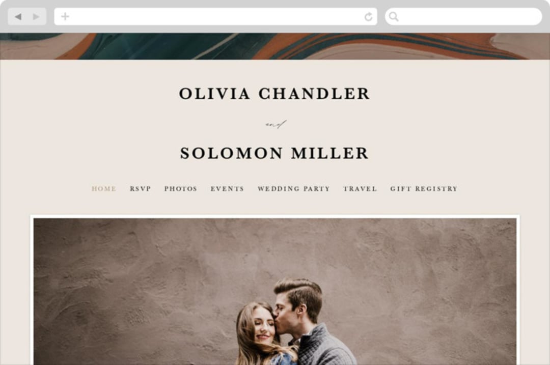 "Love Story" - Wedding Website in Turquoise by Kate Ahn - Desktop Design