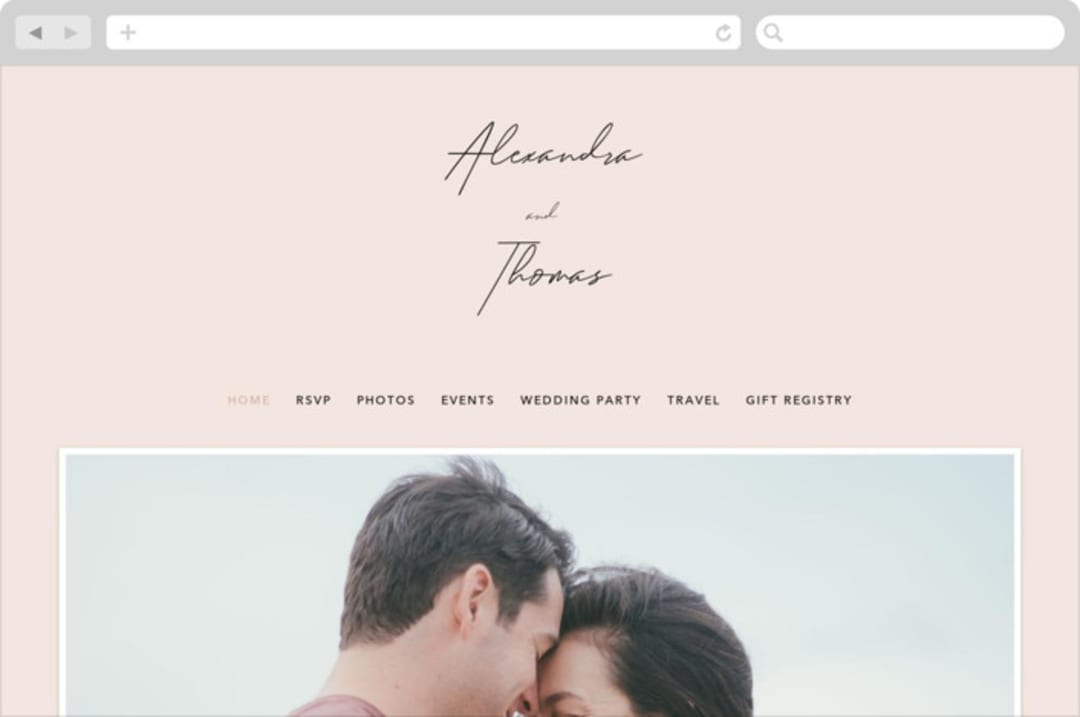"Aesthetic" - Wedding Website in Blush by Liz Conley - Desktop Design