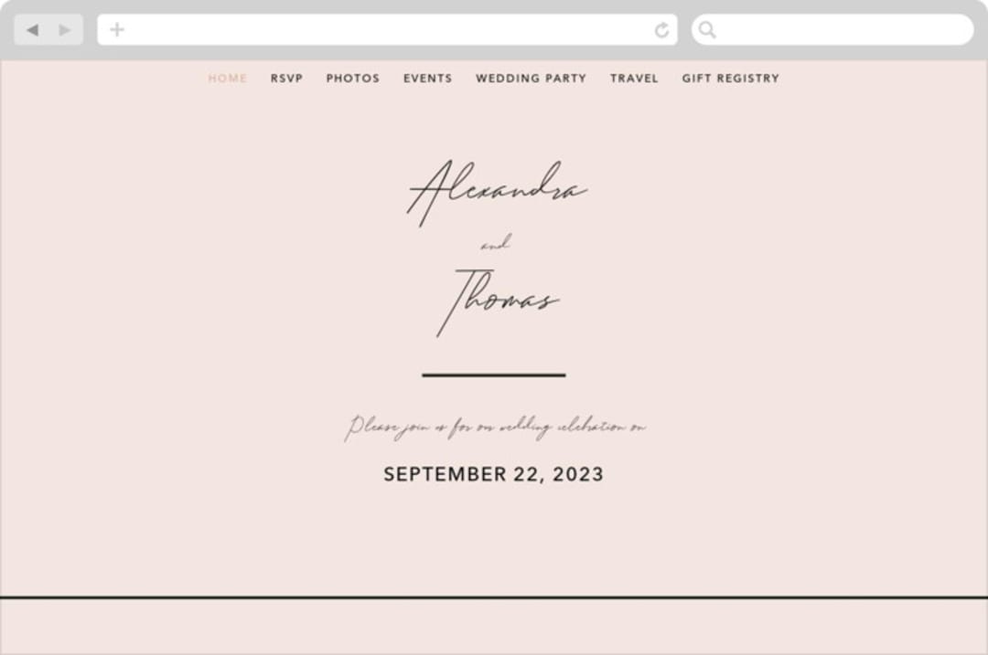 "Aesthetic" - Wedding Website in Blush by Liz Conley - Desktop Design