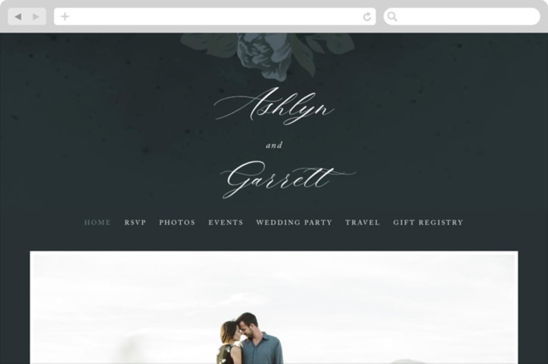 "Peaceful Garden" - Wedding Website in Deep Sea by Jill Means - Desktop Design