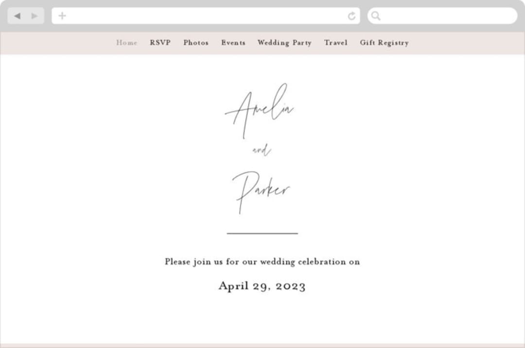 "Handwritten" - Wedding Website in Obsidian by Jennifer Postorino - Desktop Design