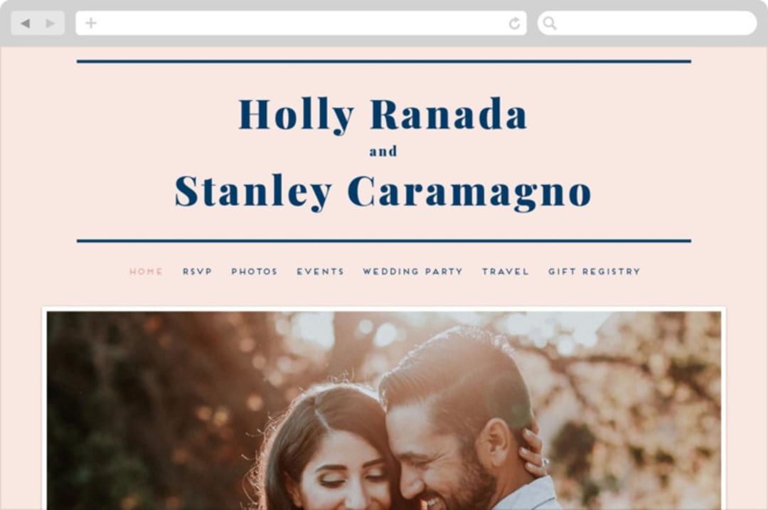 "Vogue" - Wedding Website in Navy by Genna Blackburn - Desktop Design