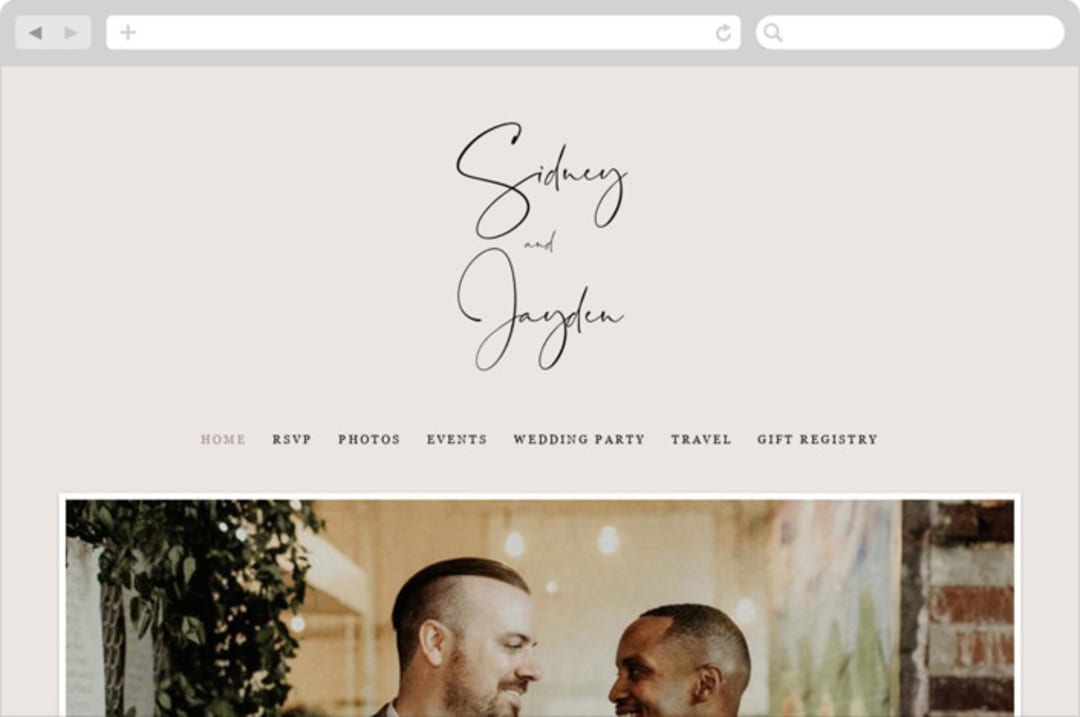 "stylist script" - Wedding Website in Ivory by Cass Loh - Desktop Design