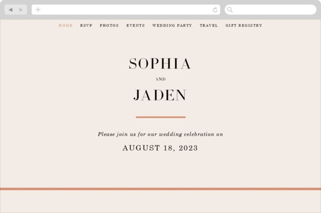 "Magazine Serif" - Wedding Website in Sand Dunes by Elly - Desktop Design
