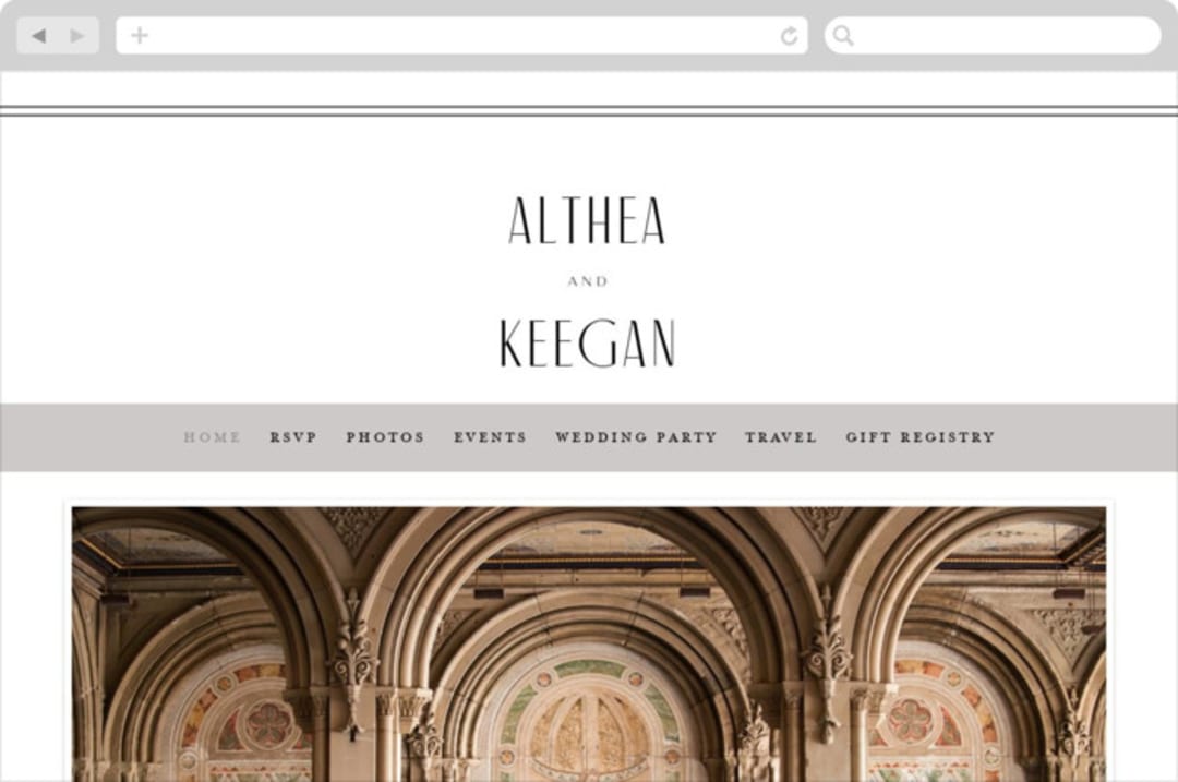 "Narrative" - Wedding Website in Frost by Jennifer Wick - Desktop Design