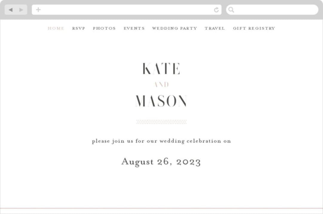 "Foundry" - Wedding Website in Rose Quartz by Kristie Kern - Desktop Design