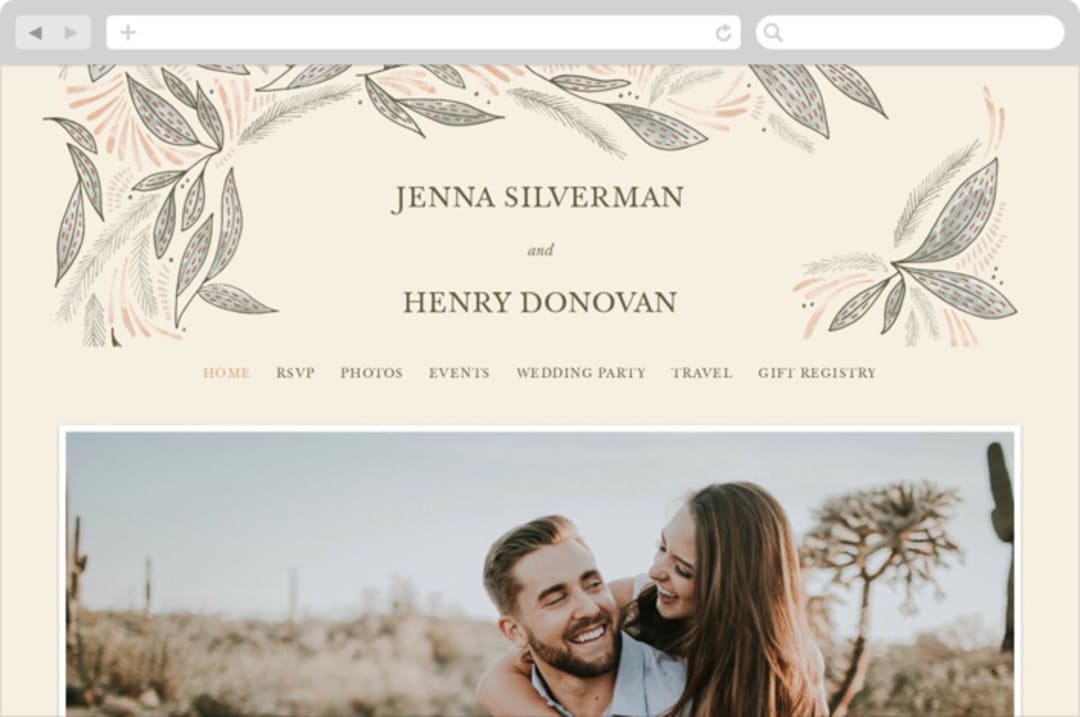 "Unity" - Wedding Website in Burnt Sienna by Jen Owens - Desktop Design