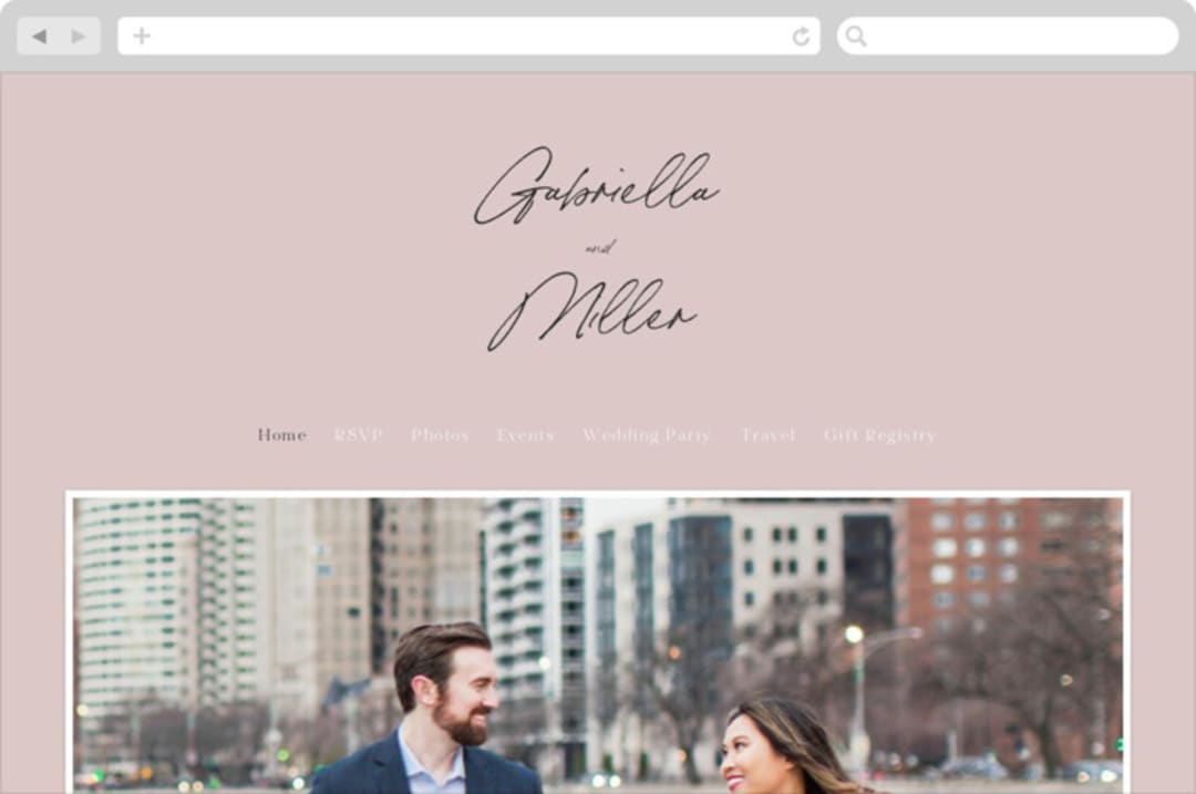 "Marry You" - Wedding Website in Blush by Design Lotus - Desktop Design