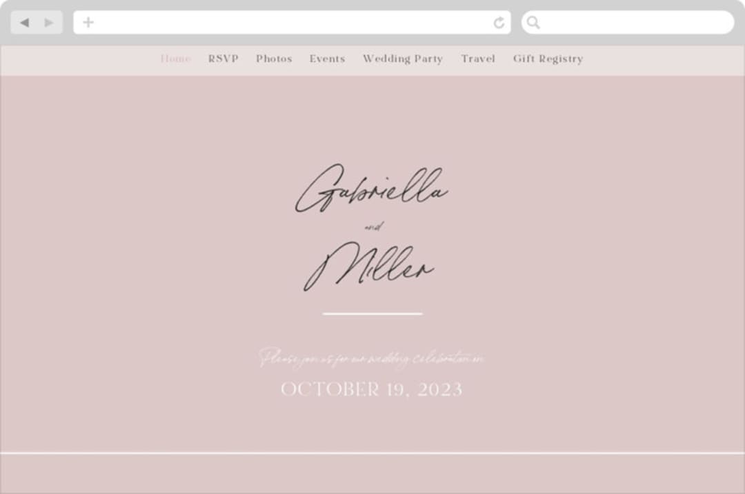 "Marry You" - Wedding Website in Blush by Design Lotus - Desktop Design