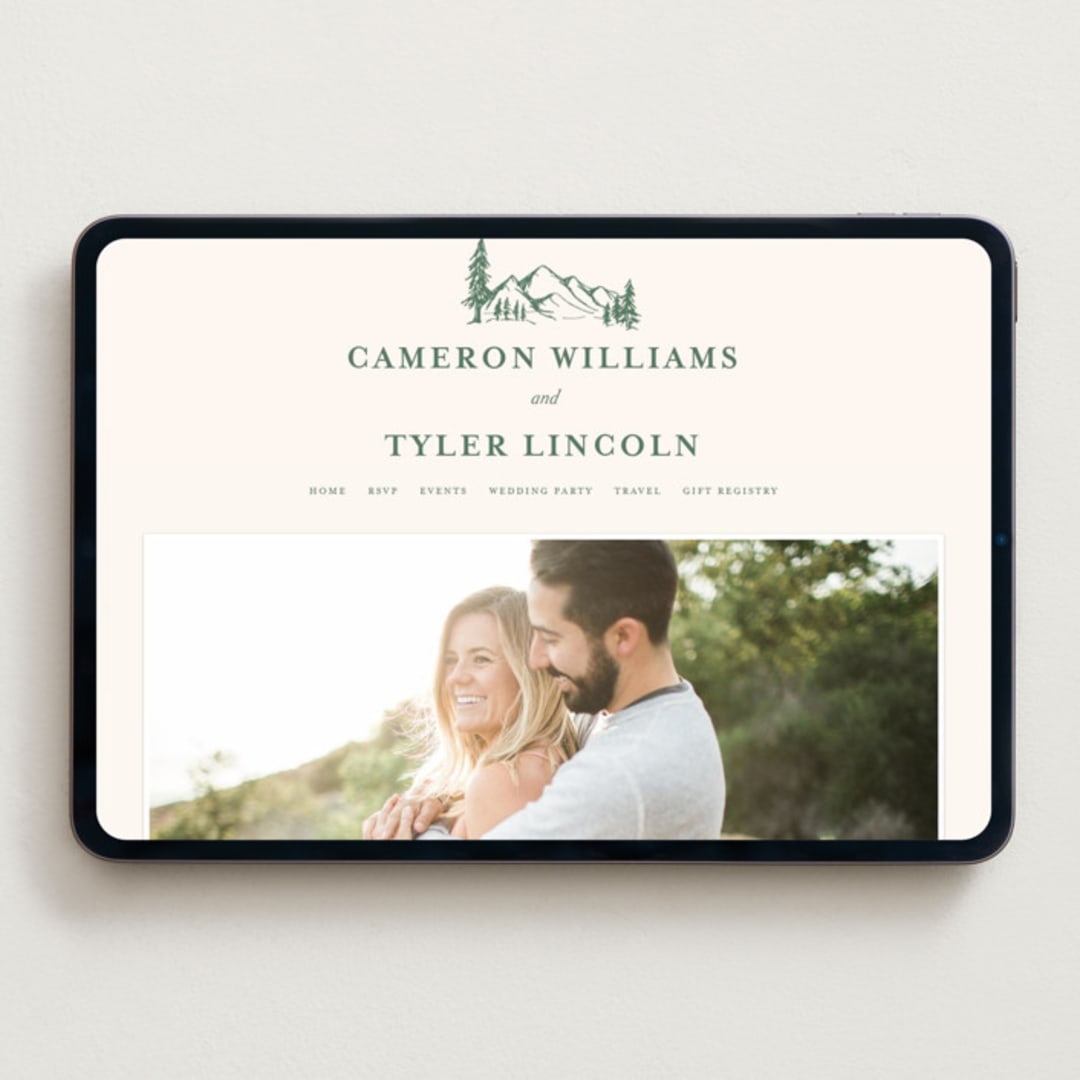 "Blue Ridge" - Wedding Website in Pine by Amy Kross - Desktop Design