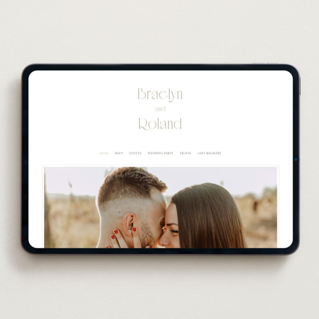 "Modern Romance" - Wedding Website in Mocha by Hooray Creative - Desktop Design