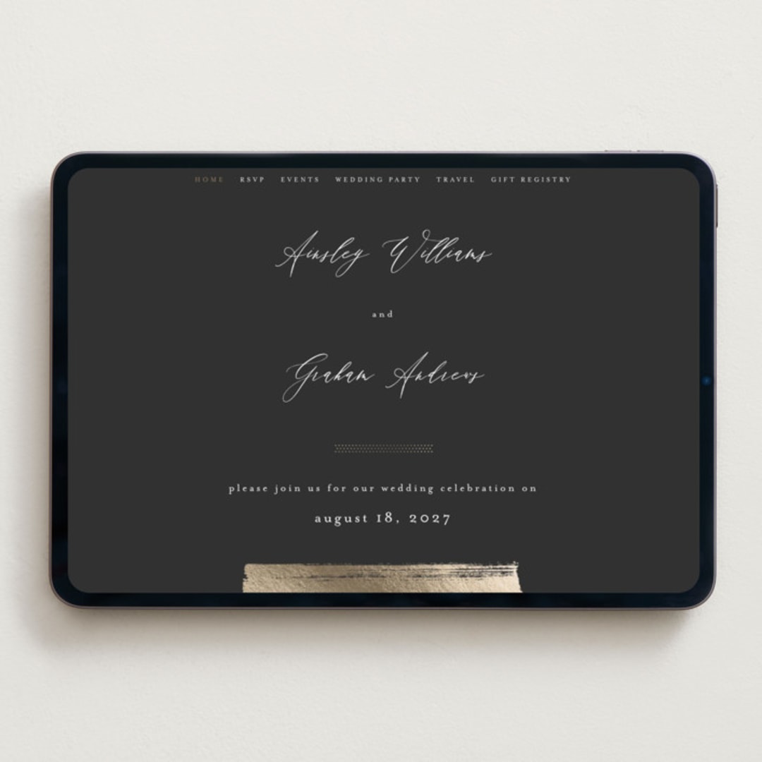 "Panache" - Wedding Website in Onyx by Kristie Kern - Desktop Design