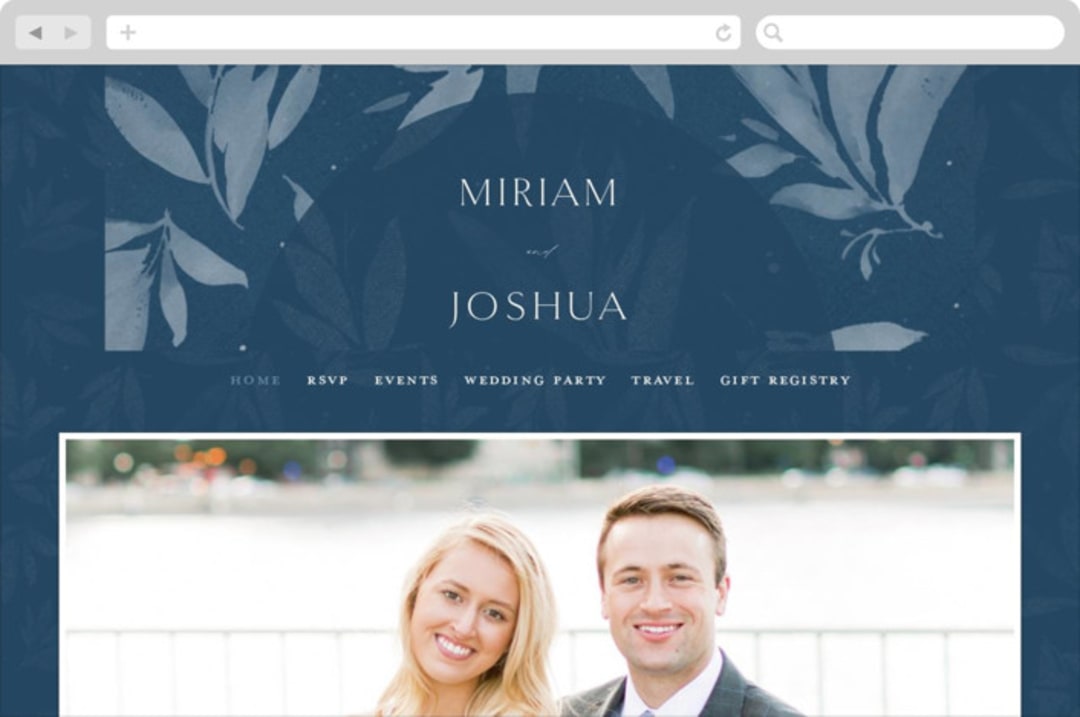"Linen" - Wedding Website in Midnight by Ashley Rosenbaum - Desktop Design
