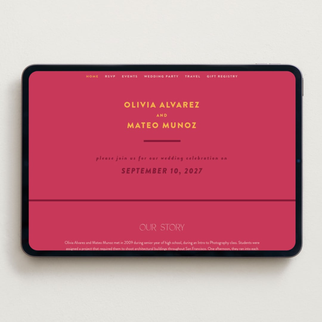 "Amor" - Wedding Website in Caliente by Owl and Toad - Desktop Design