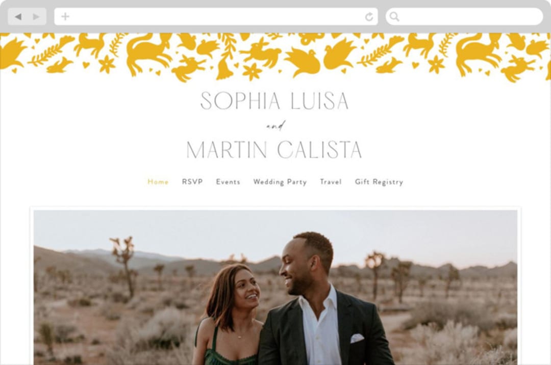 "Otomi" - Wedding Website in Sunshine by Shari Margolin - Desktop Design