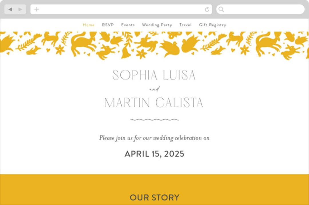 "Otomi" - Wedding Website in Sunshine by Shari Margolin - Desktop Design