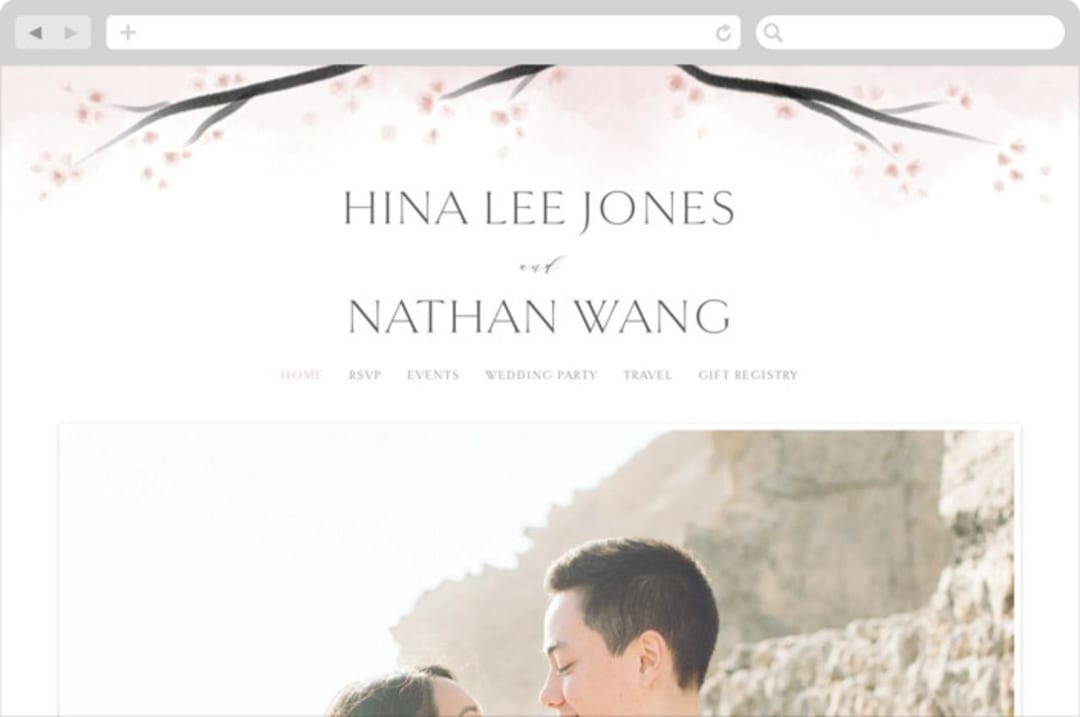 "Cherry Blossoms" - Wedding Website in Cherry Blossom by Stephanie Hawkes - Desktop Design
