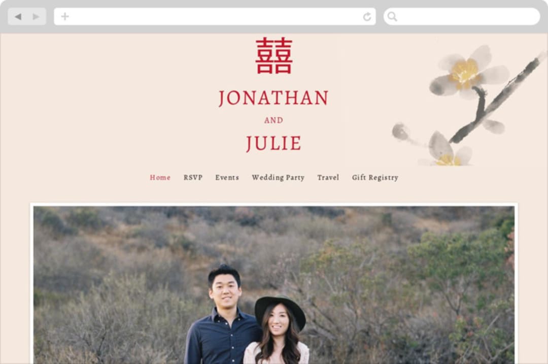 "Ink Blossoms" - Wedding Website in Red Tone by Ani Somi - Desktop Design