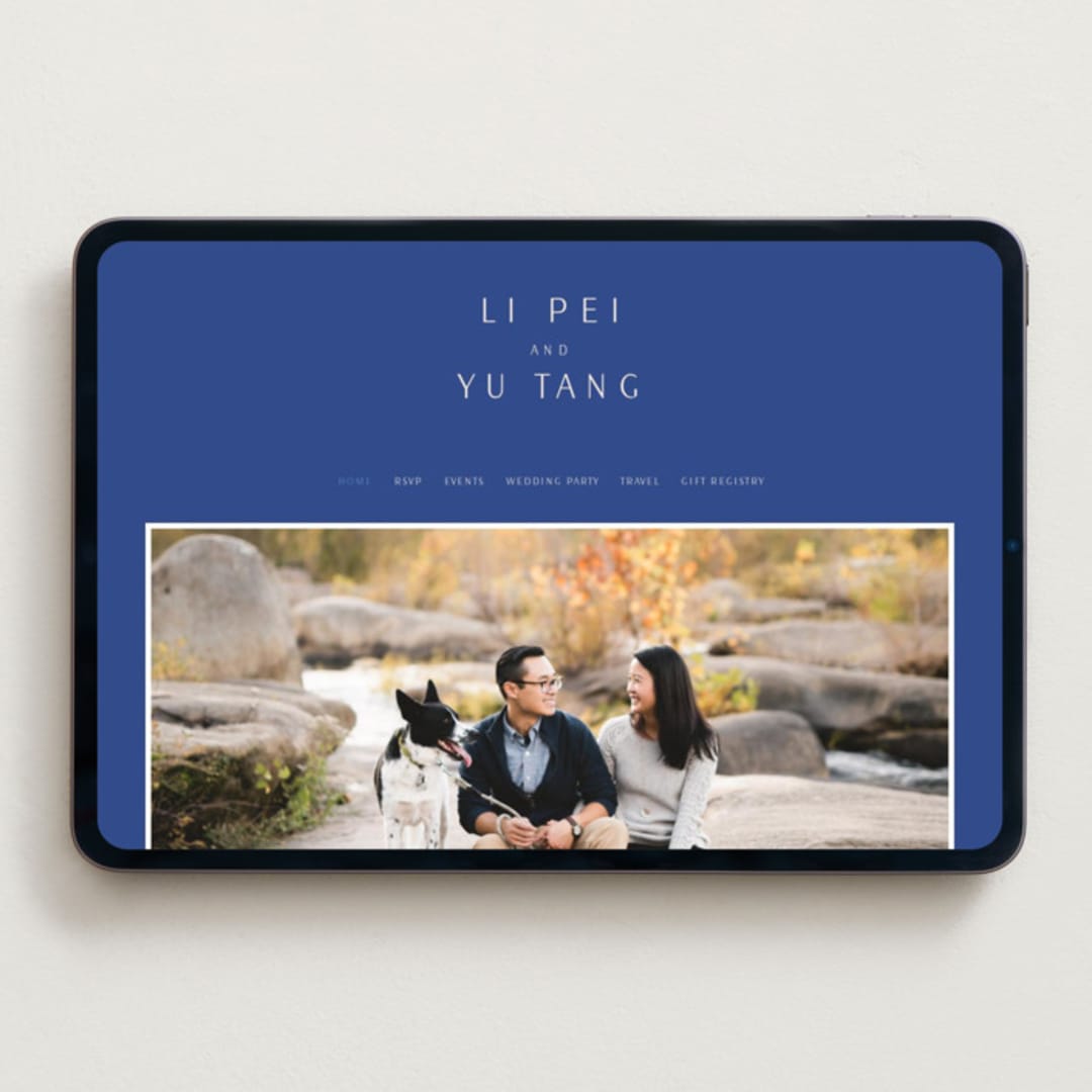 "two toned" - Wedding Website in Marseille Bleu by Deborah Chou - Desktop Design