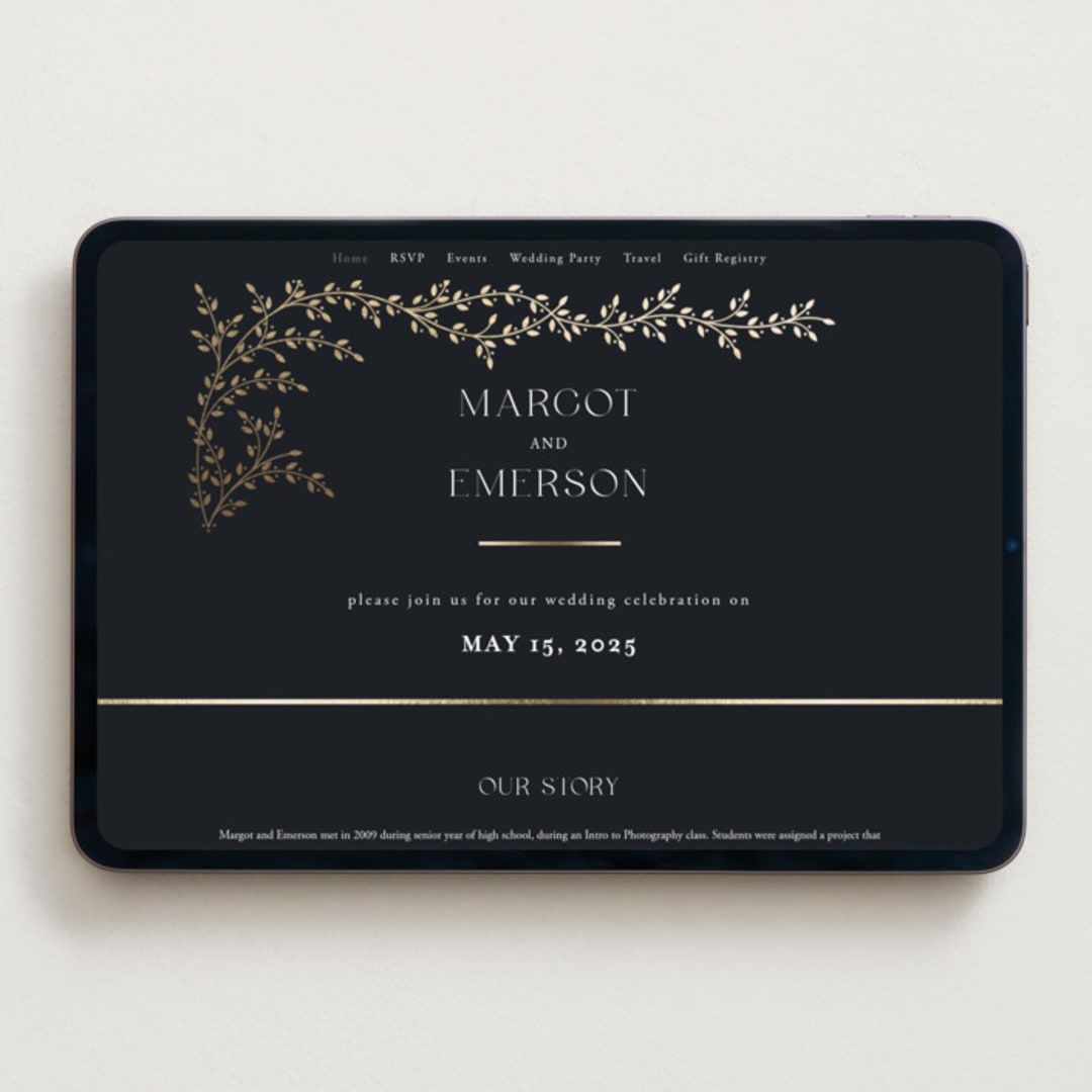 "Beautiful Chuppah" - Wedding Website in Midnight by Ana de Sousa - Desktop Design