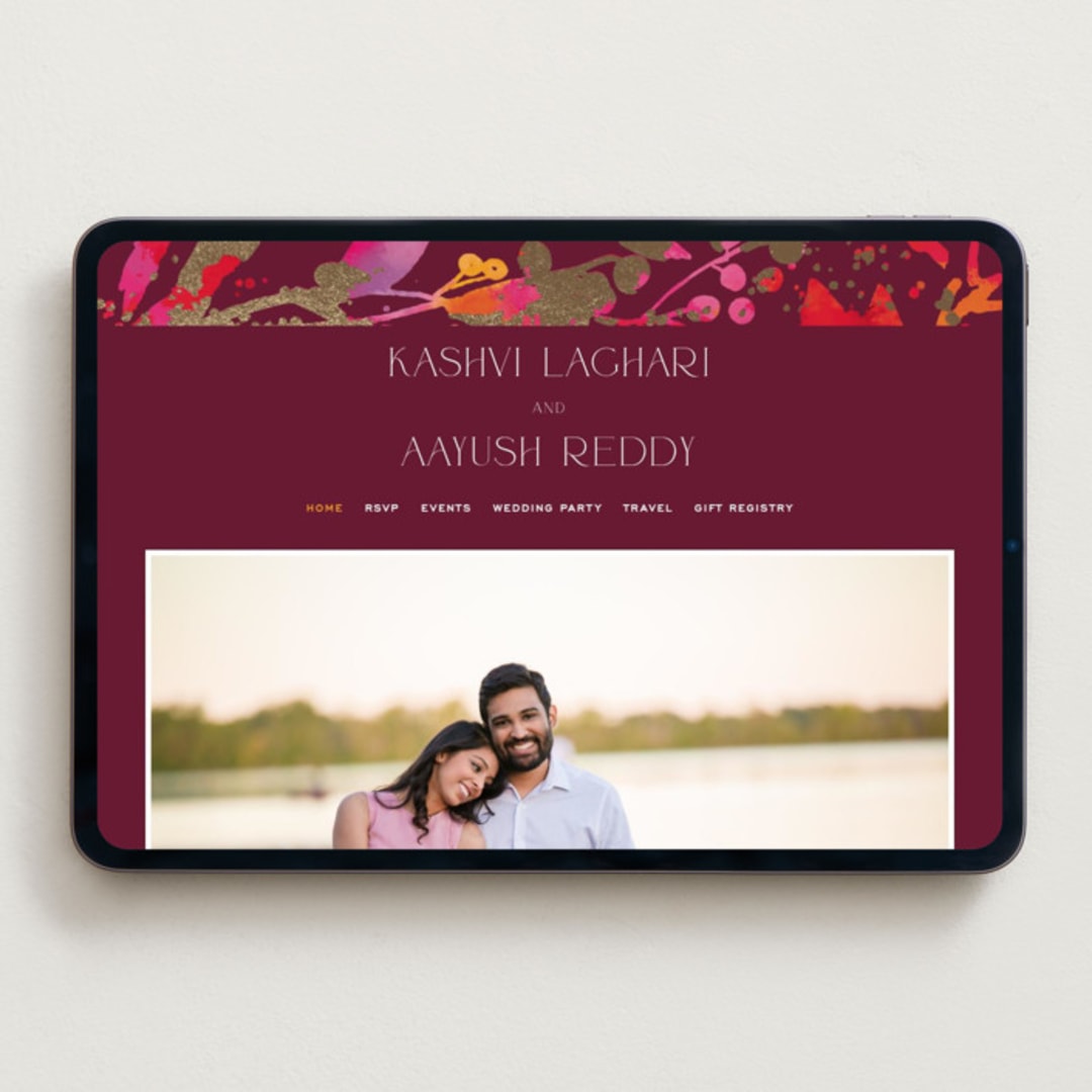 "Bright abstract" - Wedding Website in Sangria by Jessica Corliss - Desktop Design