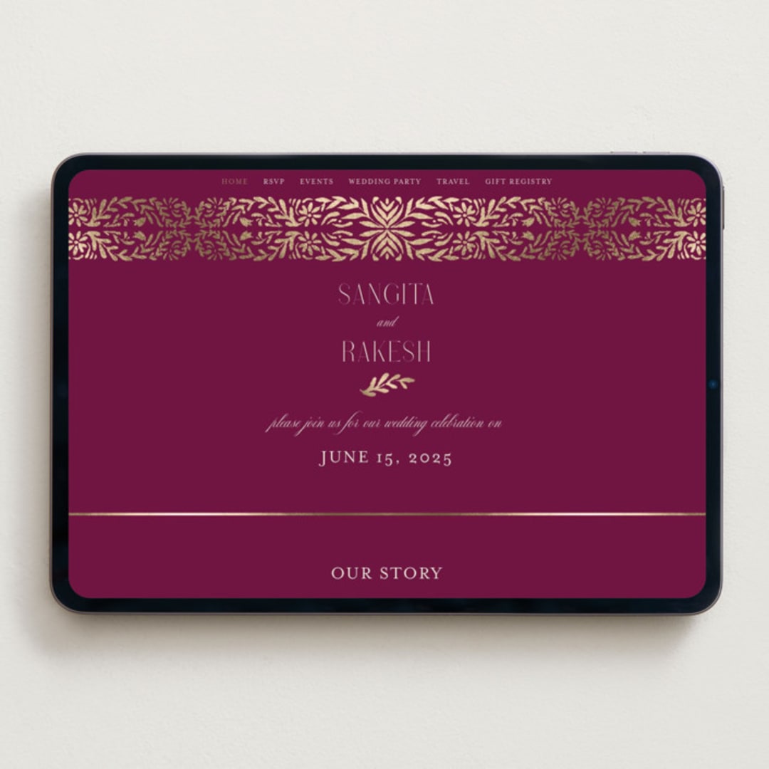 "Amber Palace" - Wedding Website in Garnet by Chris Griffith - Desktop Design