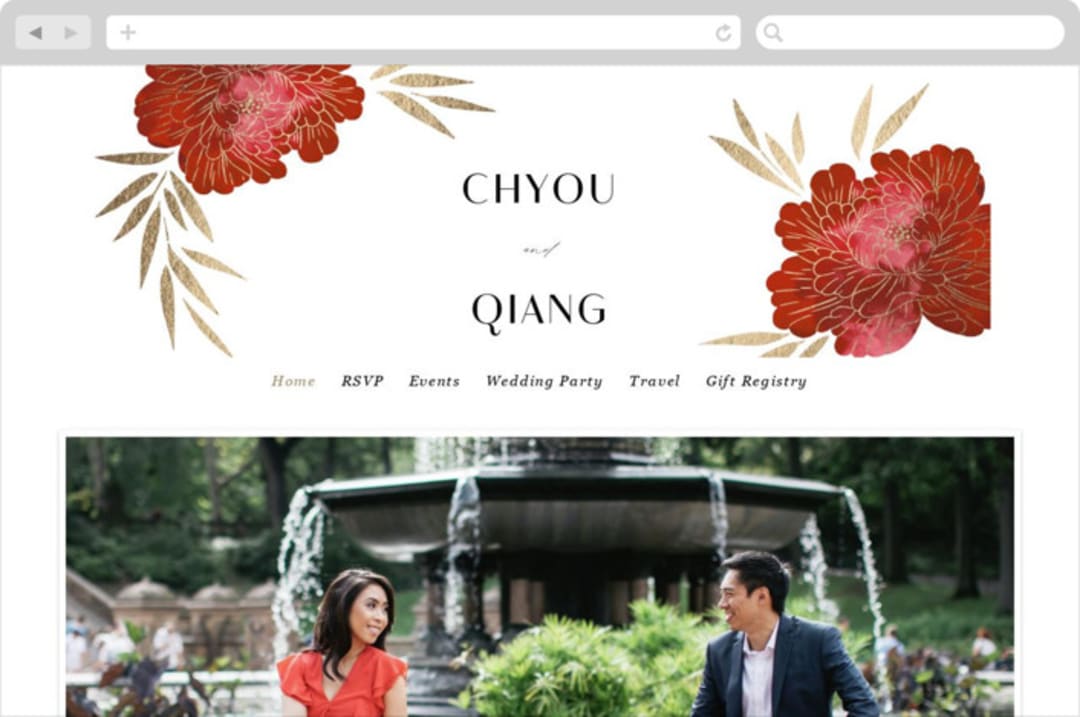 Peonies & bamboo leaves