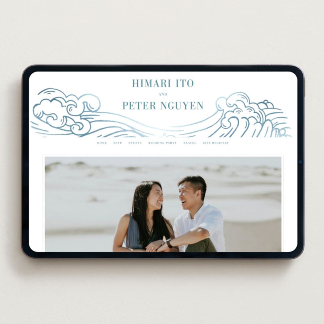 "waves" - Wedding Website in Aqua by Jessie Steury - Desktop Design