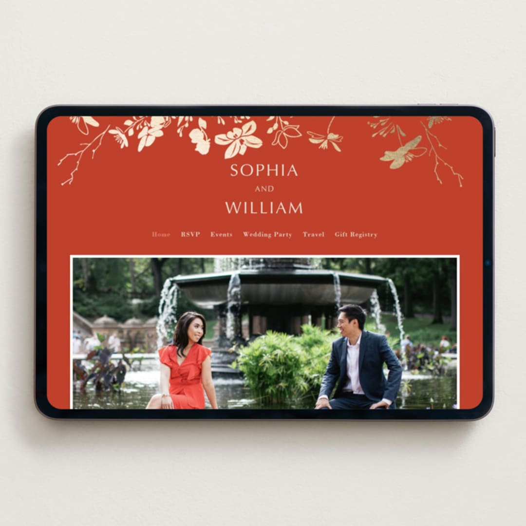 "Abstract Flora" - Wedding Website in Lava by Stellax Creative - Desktop Design