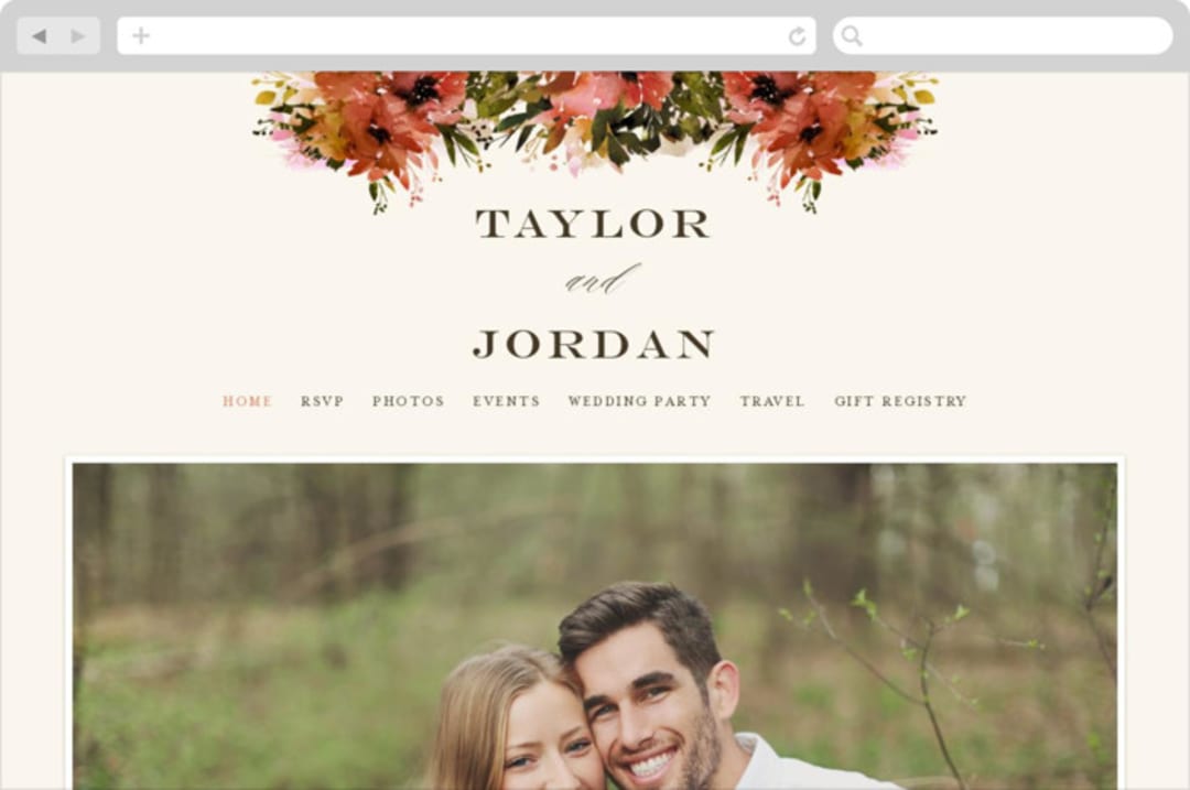 "Eden" - Wedding Website in Poinsettia by Lori Wemple - Desktop Design
