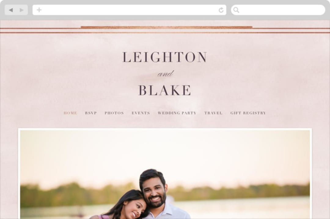 "Forever Elegant" - Wedding Website in Dusty Rose + Rose Gold by Hooray Creative - Desktop Design